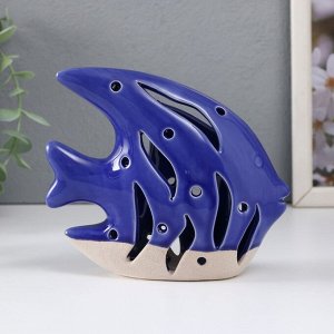 Сувенир керамика "Рыба Скалярия" песочно-синий 13х5х11,8 см