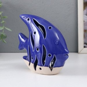 Сувенир керамика "Рыба Скалярия" песочно-синий 13х5х11,8 см