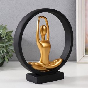 Фигурка полистоун «Приветствие солнца», чёрный с золотом, 19.2x5.9x21.5 см