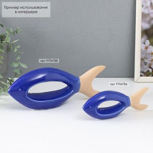 Фигурка керамика «Рыбка», песочно-синяя, 26x5.5x9.5 см