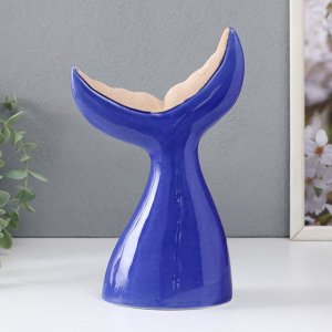 Фигурка керамика «Большой хвост кита», песочно-синий, 13.8x8x22.6 см