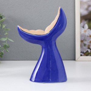 Сувенир керамика "Хвост кита" песочно-синий 11,4х6х17,3 см