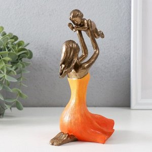 Фигурка полистоун «Мама играет с ребенком», бронза, оранжевый, 12x9.5x19 см
