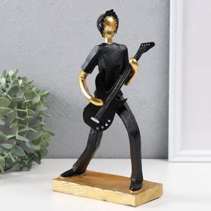 Сувенир полистоун "Бас-гитарист" чёрный с золотом 15,5х7,5х25,5 см
