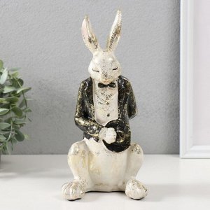 Фигурка полистоун «Белый заяц в смокинге с цилиндром», 11x11x24 см