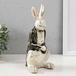 Фигурка полистоун «Белый заяц в смокинге с цилиндром», 11x11x24 см