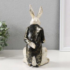 Фигурка полистоун «Белый заяц в смокинге с цилиндром», 11x11x24 см