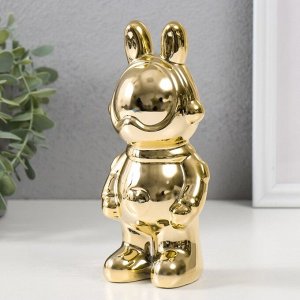 Фигурка керамика «Зайка-космонавт», золото, 8x6x17 см