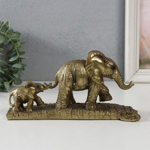 Фигурка полистоун «Слониха со слонёнком на прогулке», 21x8x10.8 см