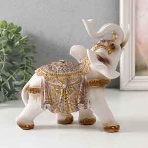 Сувенир полистоун "Белый слон в попоне с золотом" МИКС 16,5х8х17,5 см