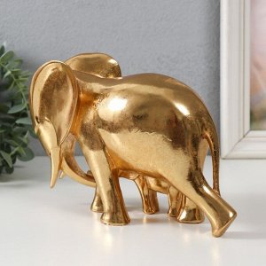 Фигурка полистоун «Слониха со слонёнком: нежность», золото, 21x8x14.5 см