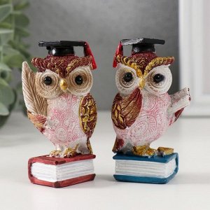 Фигурка полистоун «Ученый красный филин на книге», 3.5x4.5x8.5 см, МИКС
