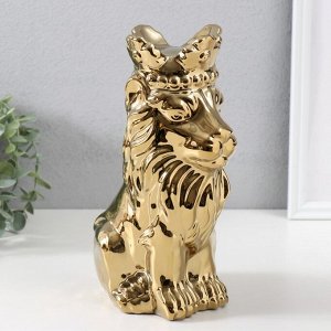 Фигурка керамика «Лев в короне», золото, 17x12x26 см