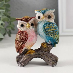 Фигурка полистоун «Пара цветных филинов», 3.5x8x10 см