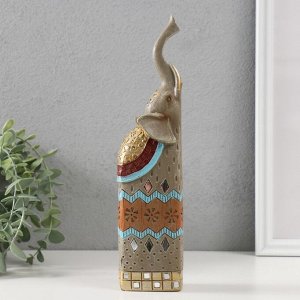Фигурка полистоун «Серый слон с хоботом вверх», 5.5x6x27 см