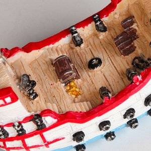 Сувенирная модель корабля «Пиратское судно», фигурка полистоун, 14x6x7 см