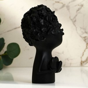 Бюст полистоун «Человек с сердцем», чёрная, 12x6.5x22 см