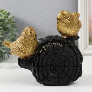 Фигурка полистоун «Две золотые птички на бревнышке», 18x9x17 см