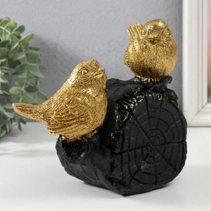 Фигурка полистоун «Две золотые птички на бревнышке», 18x9x17 см