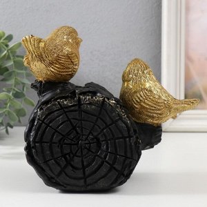 Фигурка полистоун «Две золотые птички на бревнышке», 18x9x17 см