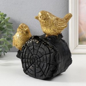 Фигурка полистоун «Две золотые птички на бревнышке», 18x9x17 см
