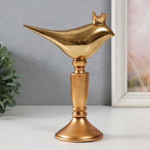 Фигурка полистоун «Птица в короне на подставке», золото, 14.3x8x20 см
