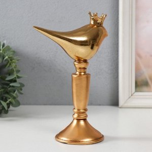 Фигурка полистоун «Птица в короне на подставке», золото, 14.3x8x20 см