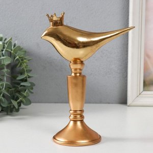Фигурка полистоун «Птица в короне на подставке», золото, 14.3x8x20 см