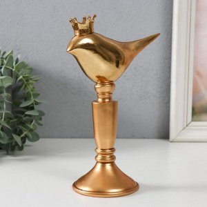 Фигурка полистоун «Птица в короне на подставке», золото, 14.3x8x20 см