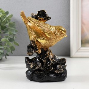 Фигурка полистоун «Золотая птичка в цветах», 10x6x15 см