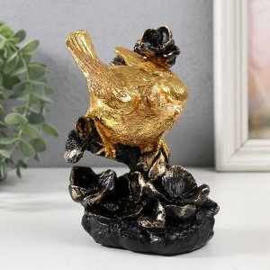 Фигурка полистоун «Золотая птичка в цветах», 10x6x15 см
