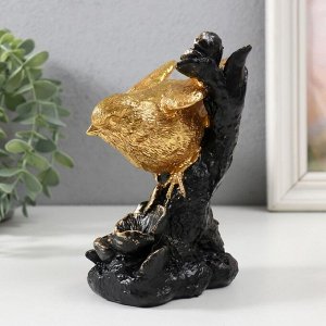 Фигурка полистоун «Золотая птичка в цветах», 10x6x15 см