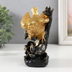 Фигурка полистоун «Золотая птичка в цветах», 10x6x15 см