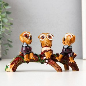 Фигурка полистоун «Три филина на ветви», 18.6x7x10 см