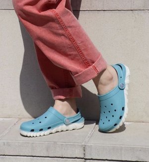 Обувь женская пляжная Сабо двухцветные с белой подошвой цвет Голубой