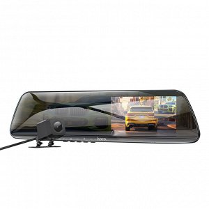 Видеорегистратор - зеркало Hoco Driving Dual-Channel DV4, 1080P, + камера заднего вида