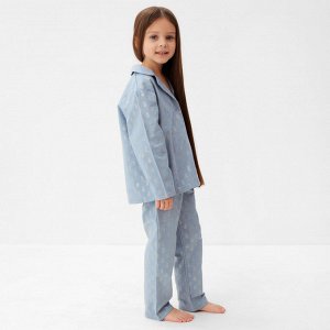 Пижама детская из фланели (рубашка, брюки) KAFTAN "Ананасы", рост, голубой