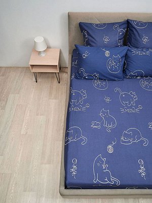 Простыня Бязь на резинке 140*200*25 КОТИКИ