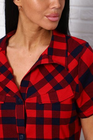 Халат - рубашка с карманами (00984, красный)