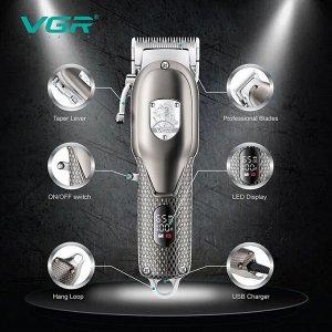 Профессиональная Машинка для стрижки волос, бороды, усов VGR-276 аккумуляторная LED дисплей