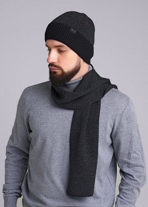 Шарф. Цвет: чёрный/меланж т.серый