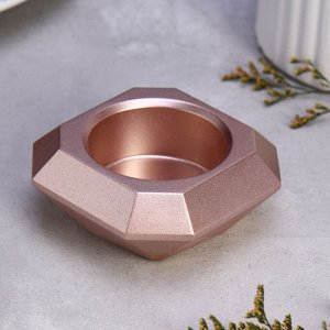 Подсвечник на 1 свечу «Квадрат» из гипса со скошенными углами, 9x3.5 см, шампань