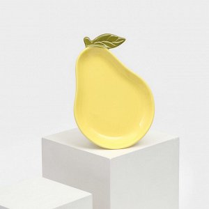 СИМА-ЛЕНД Тарелка керамическая &quot;Груша&quot;, плоская, желтая, 22,5 см, 1 сорт, Иран