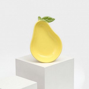 Тарелка керамическая "Груша", глубокая, желтая, 20,5 см, 1 сорт, Иран
