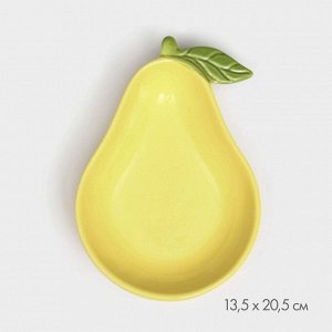 СИМА-ЛЕНД Тарелка керамическая &quot;Груша&quot;, глубокая, желтая, 20,5 см, 1 сорт, Иран