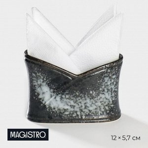 Салфетница Magistro «Ночной дождь», 12x5.7x8.2 см, фарфор, чёрная