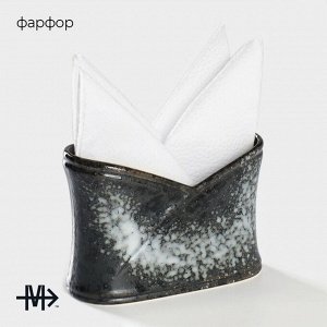Салфетница Magistro «Ночной дождь», 12x5.7x8.2 см, фарфор, чёрная