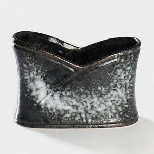 Салфетница Magistro «Ночной дождь», 12x5.7x8.2 см, фарфор, чёрная