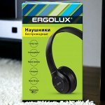 Наушники накладные беспроводные, FM, MP3, микрофон, Черные, Коробка. ERGOLUX ELX-BTHP01-C02