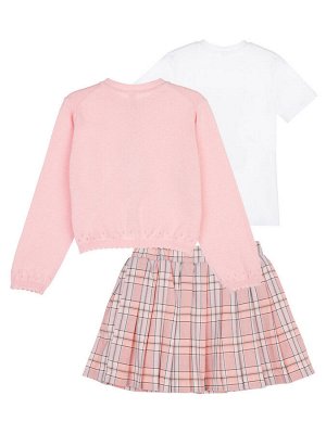 Комплект для девочек: джемпер трикотажный, фуфайка (футболка) трикотажная, юбка текстильная